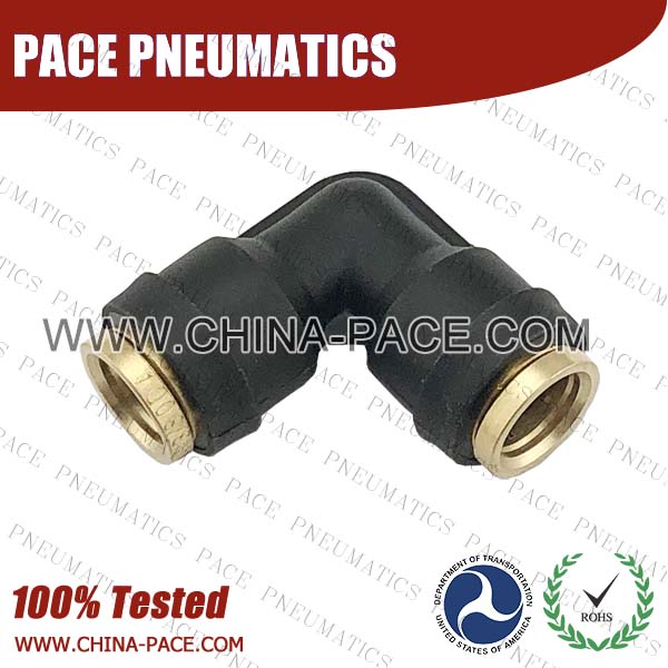 Union Elbow Composite DOT Push To Connect Air Brake Fittings, Plastic DOT Push In Air Brake Tube Fittings, DOT Approved Composite Push To Connect Fittings, DOT Fittings, DOT Air Line Fittings, Air Brake Parts